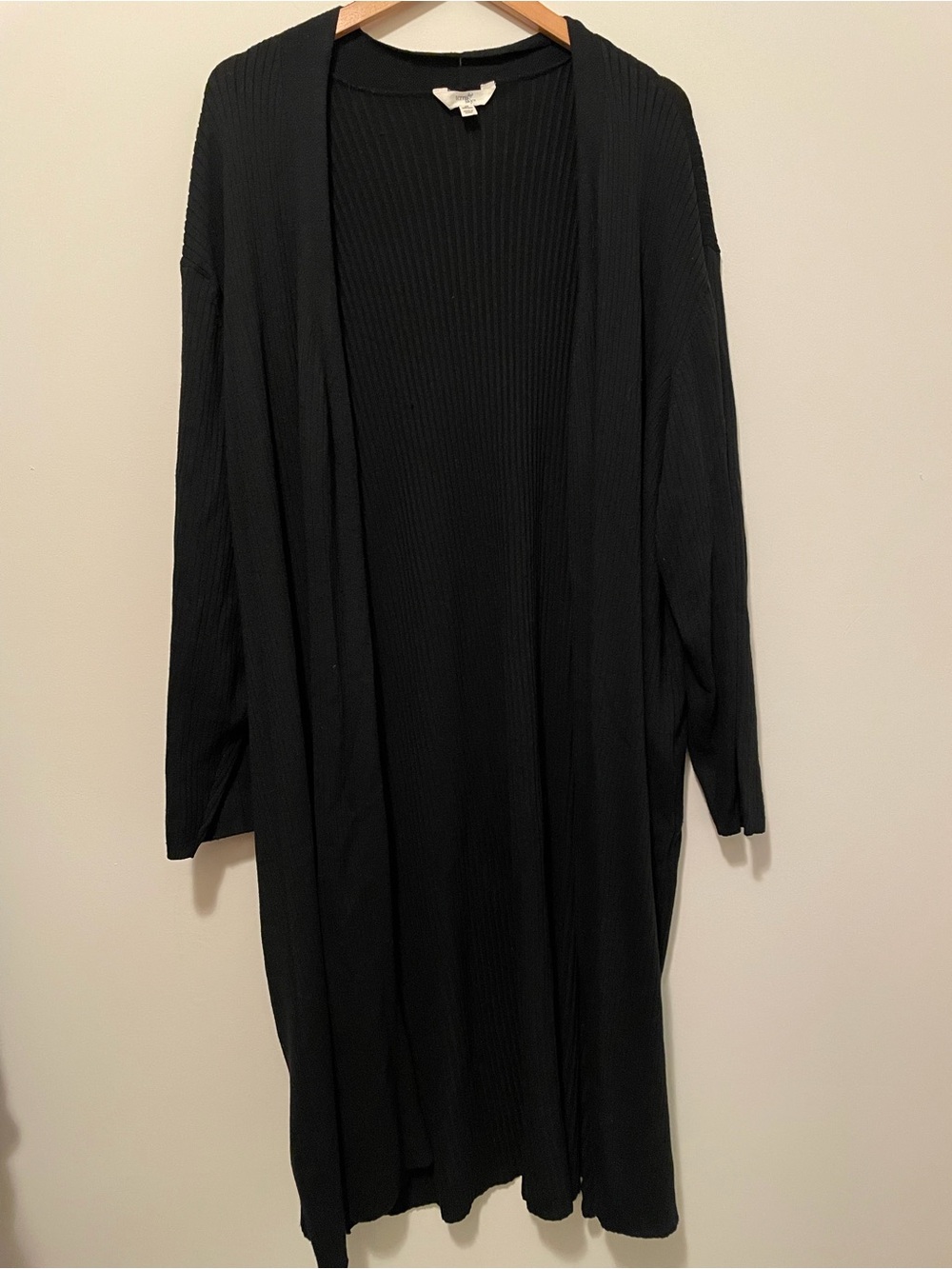 Terra & Sky Black Ribbed Open-Front Cardigan